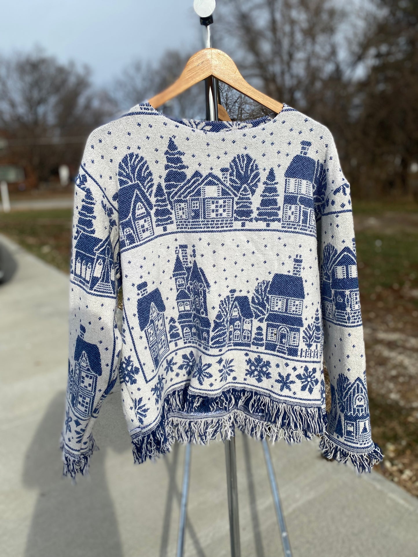 Snow House Tapestry Blanket Crewneck