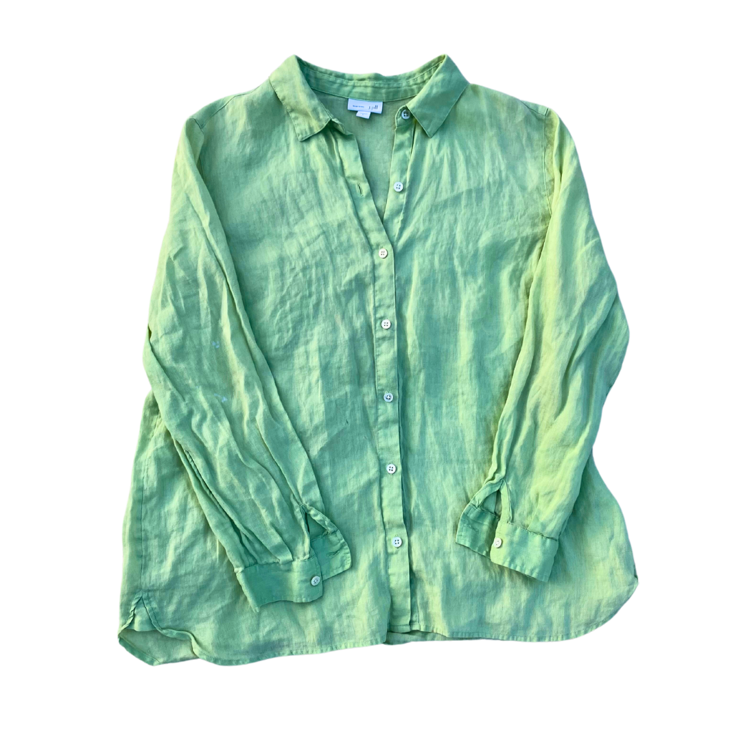 Green Linen Button Up Shirt
