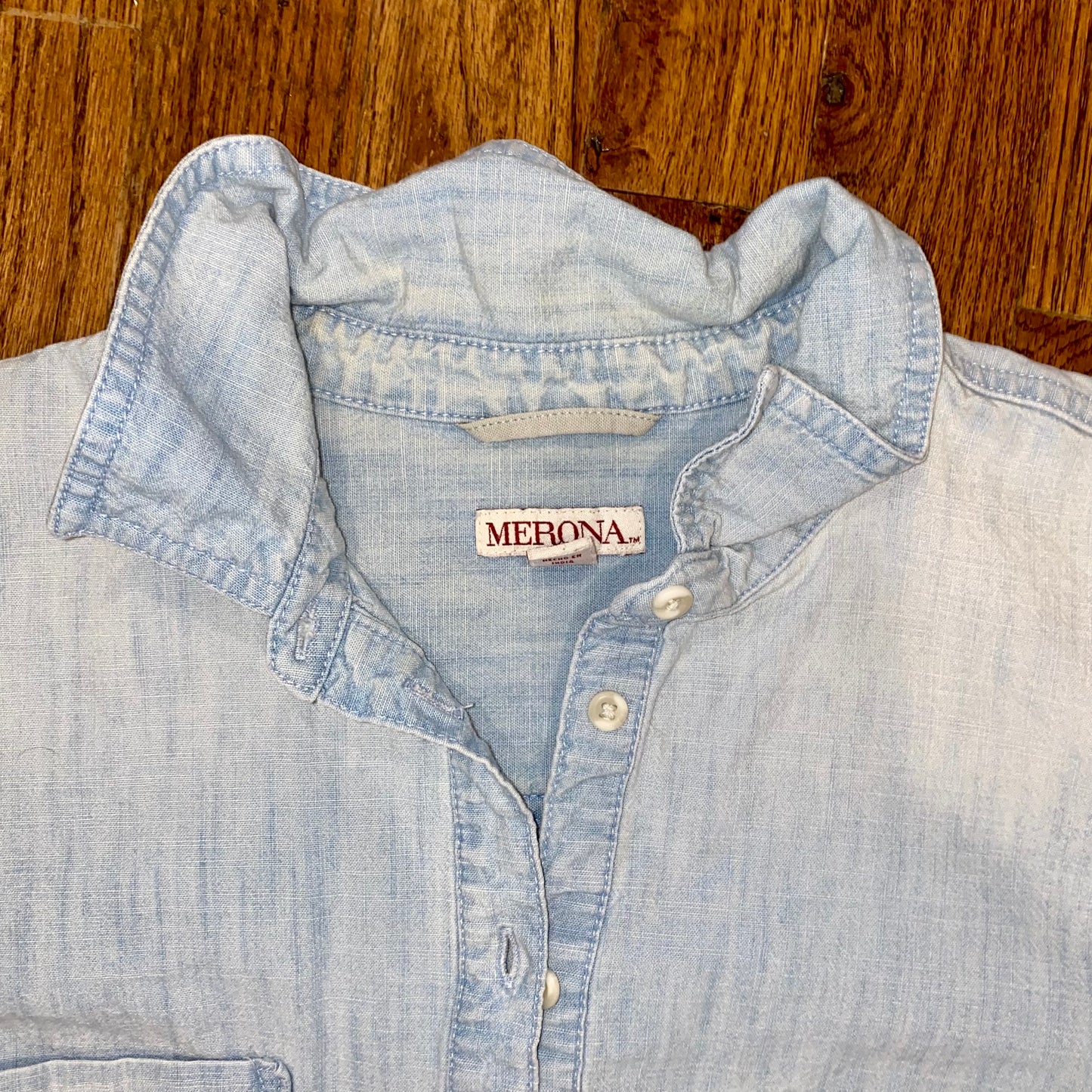 Light-wash Denim Quarter Button Up