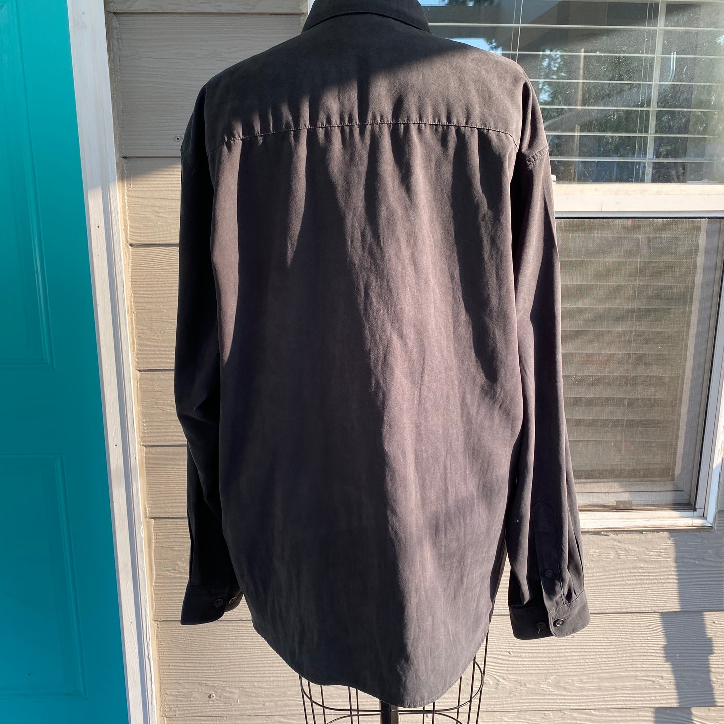 Black Suede Button Up