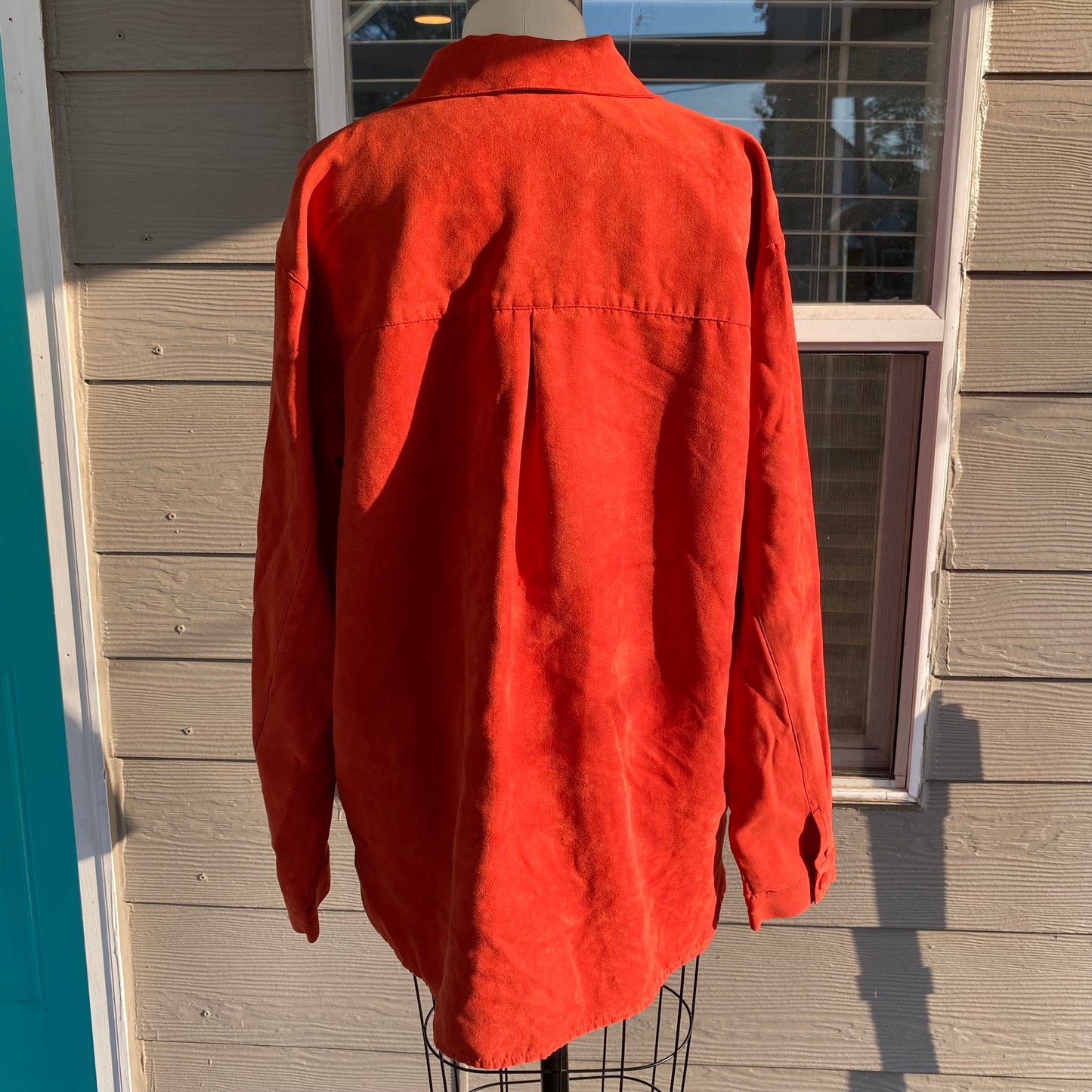 Red Orange Suede Button Up