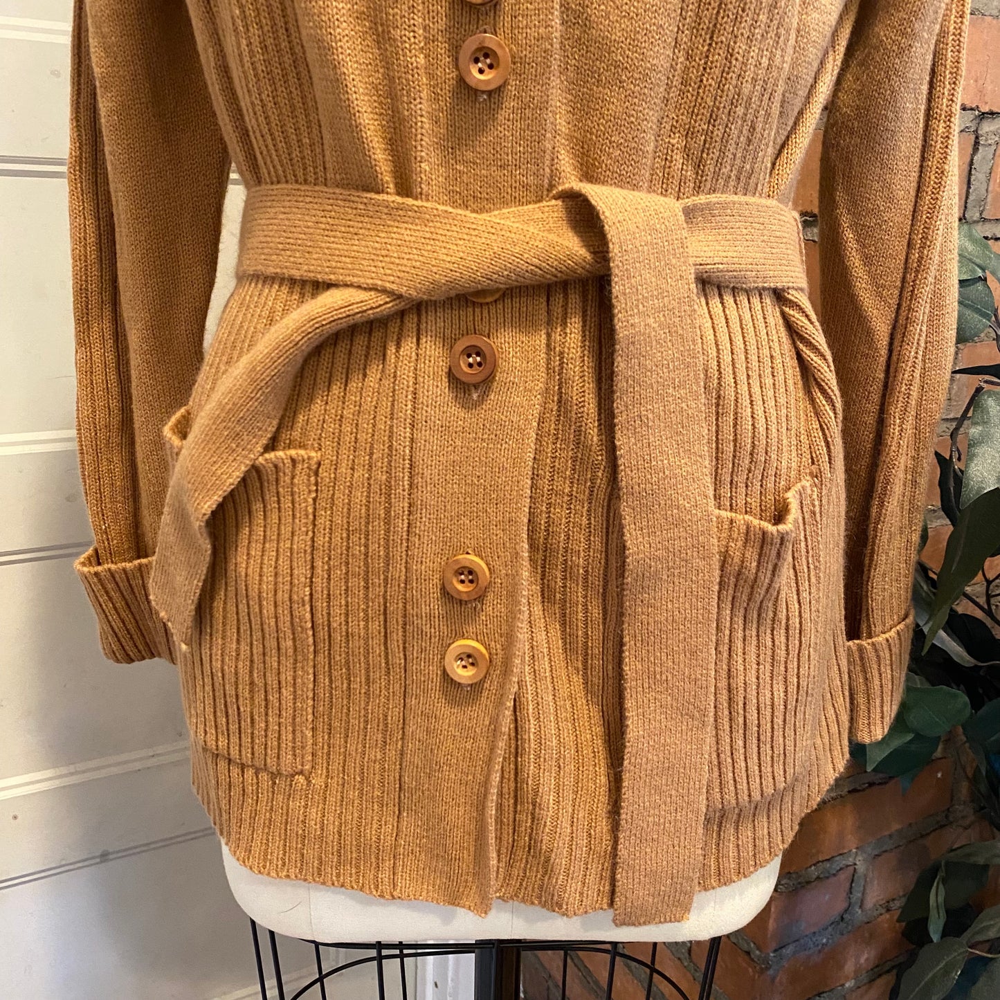 Double Button Brown Knit Sweater