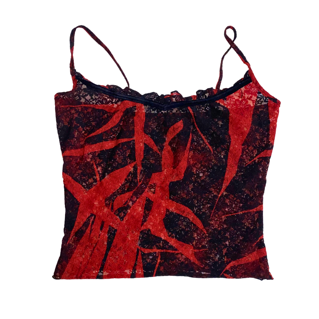 Red & Black Lace Tank Top