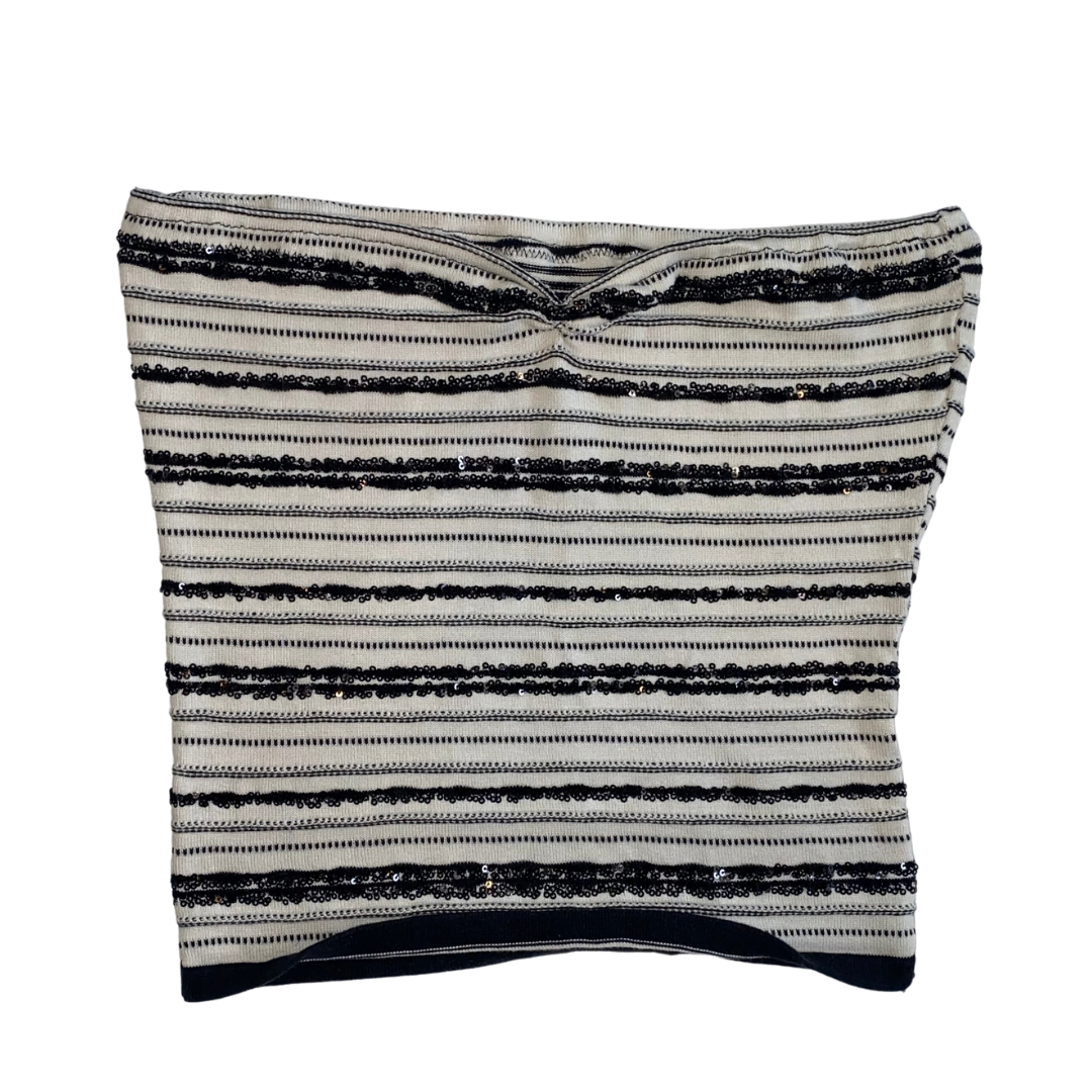 Reworked Black & White Strapless Top