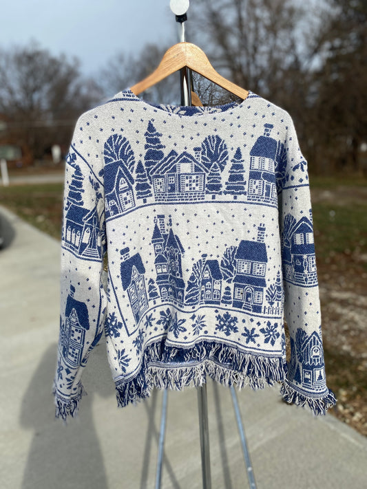 Snow House Tapestry Blanket Crewneck