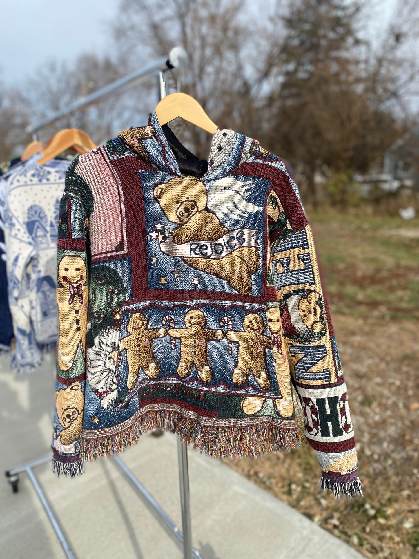 Gingerbread Tapestry Blanket Hoodie