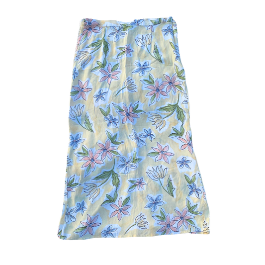 Pastel Yellow Floral Maxi Skirt