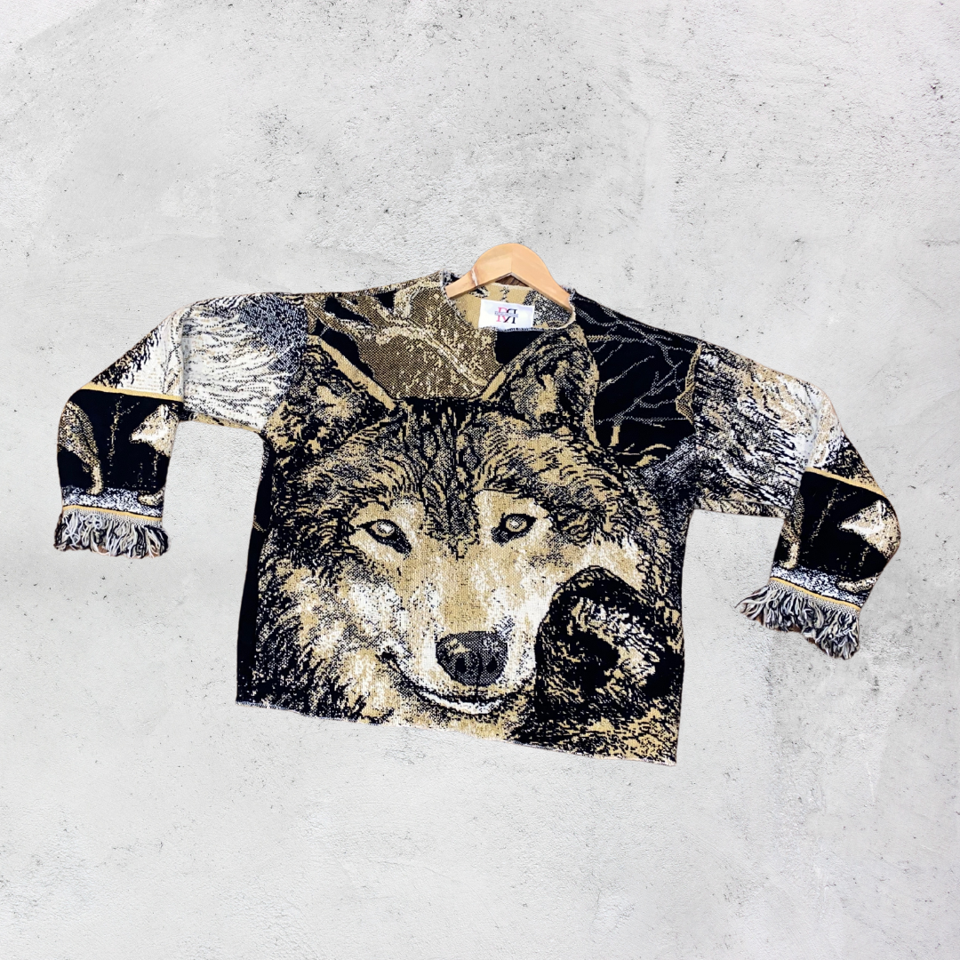 Wolf Blanket Crewneck Sweater - XS/S
