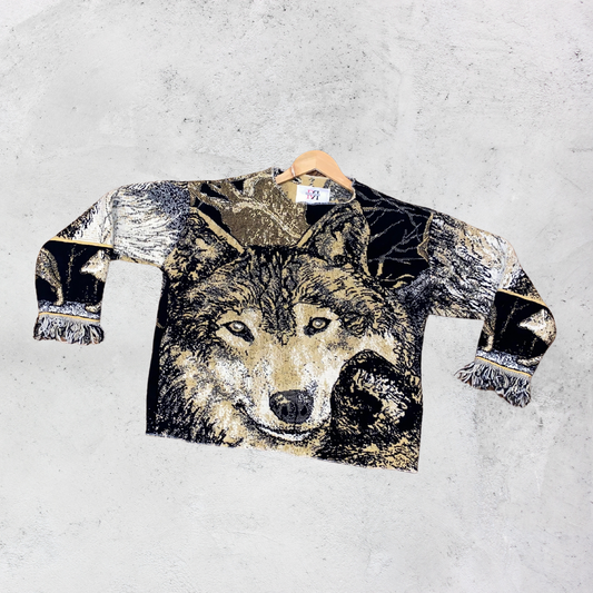 Wolf Blanket Crewneck Sweater - XS/S