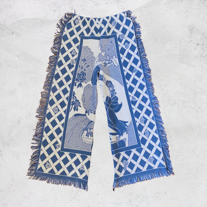 Blue and White Teddy Bear Blanket Pants - Size XL