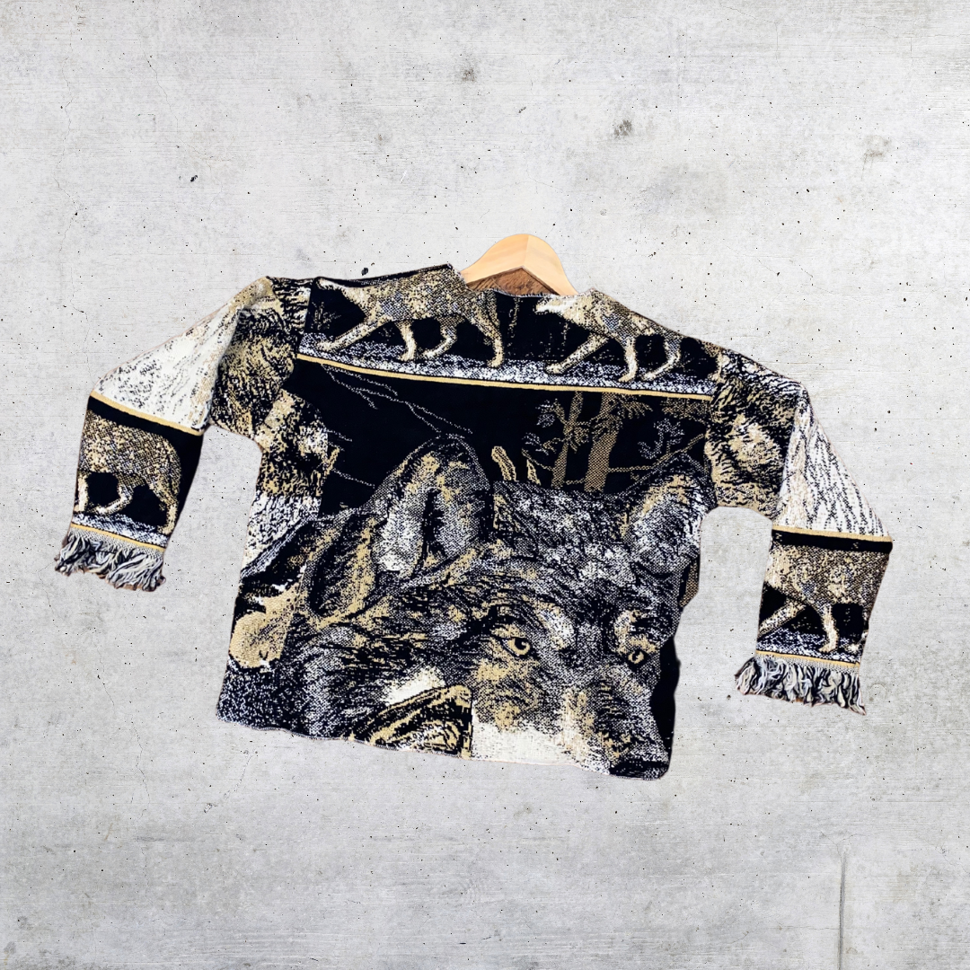 Wolf Blanket Crewneck Sweater - XS/S
