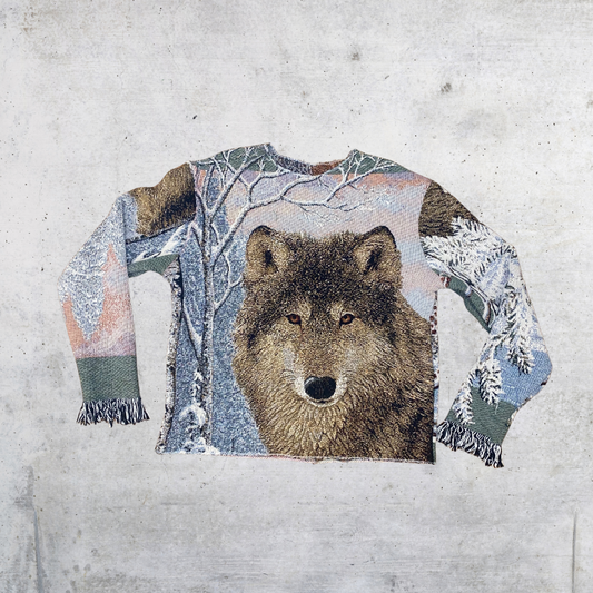 Winter Wolf Blanket Crewneck Sweater - XL