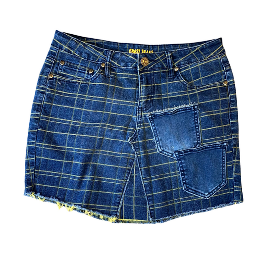 Green Striped Denim Skirt