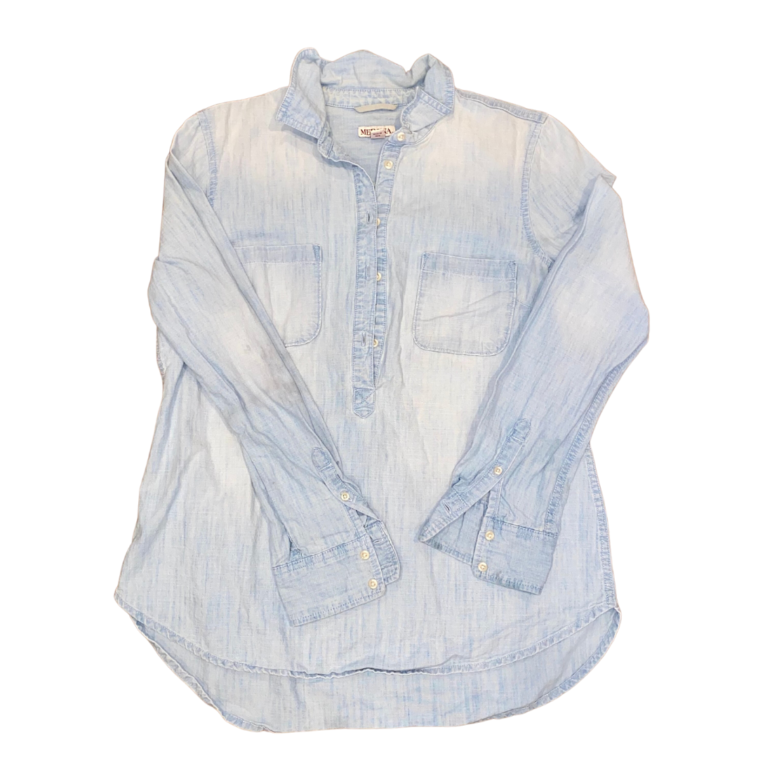 Light-wash Denim Quarter Button Up