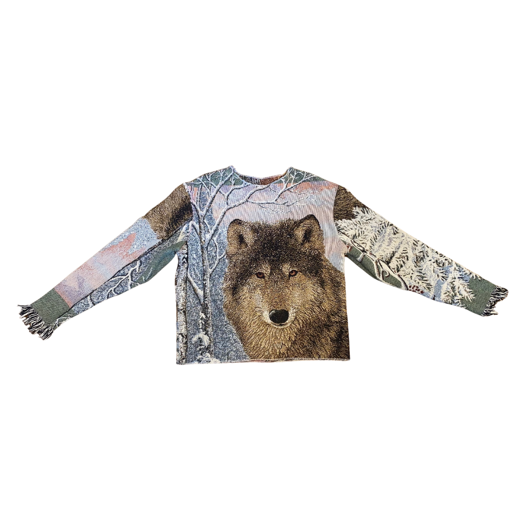 Winter Wolf Blanket Crewneck Sweater - XL