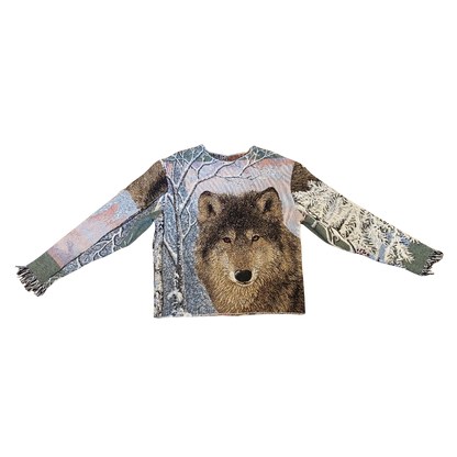 Winter Wolf Blanket Crewneck Sweater - XL