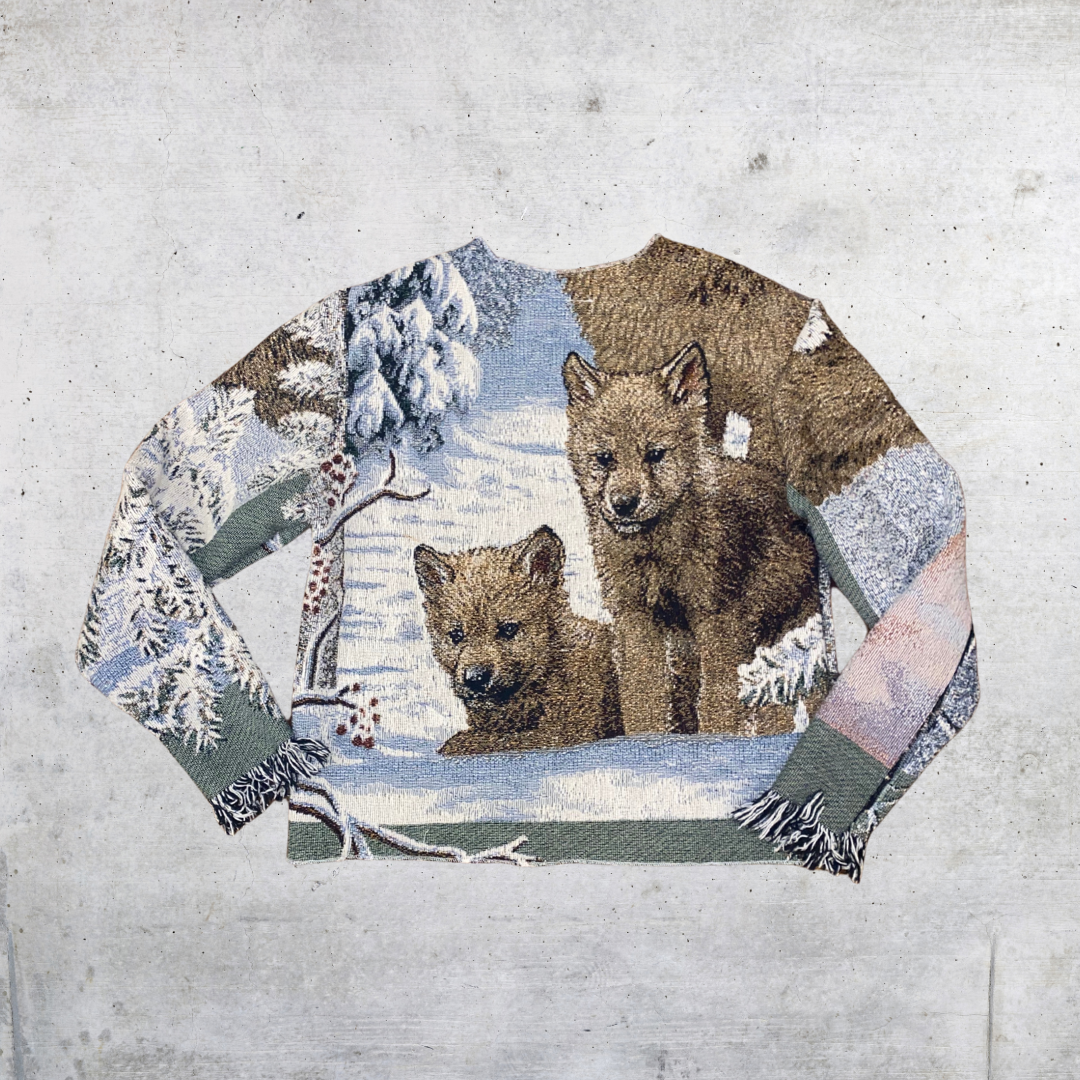 Winter Wolf Blanket Crewneck Sweater - XL