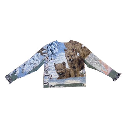 Winter Wolf Blanket Crewneck Sweater - XL