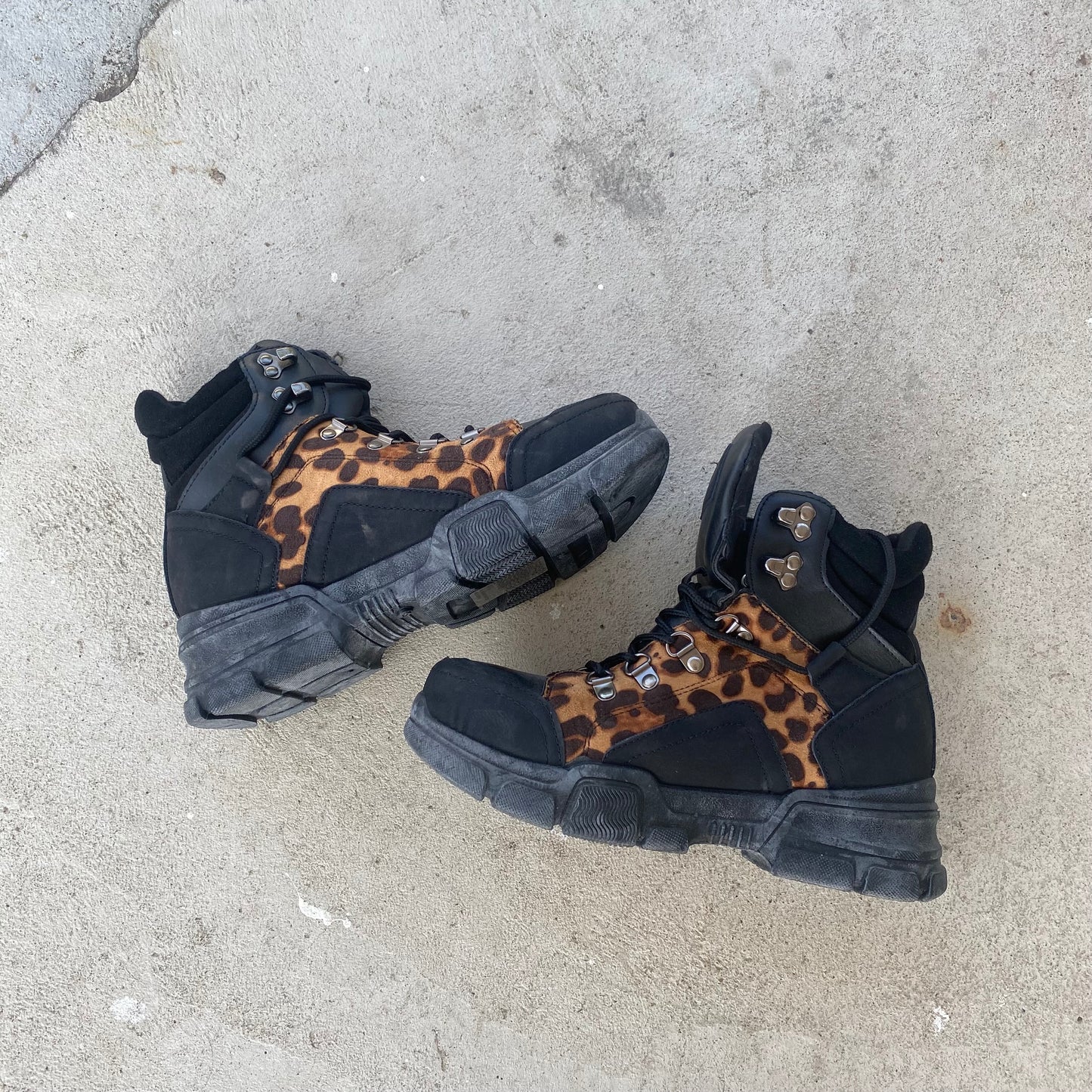 Black and Cheetah Print Boots