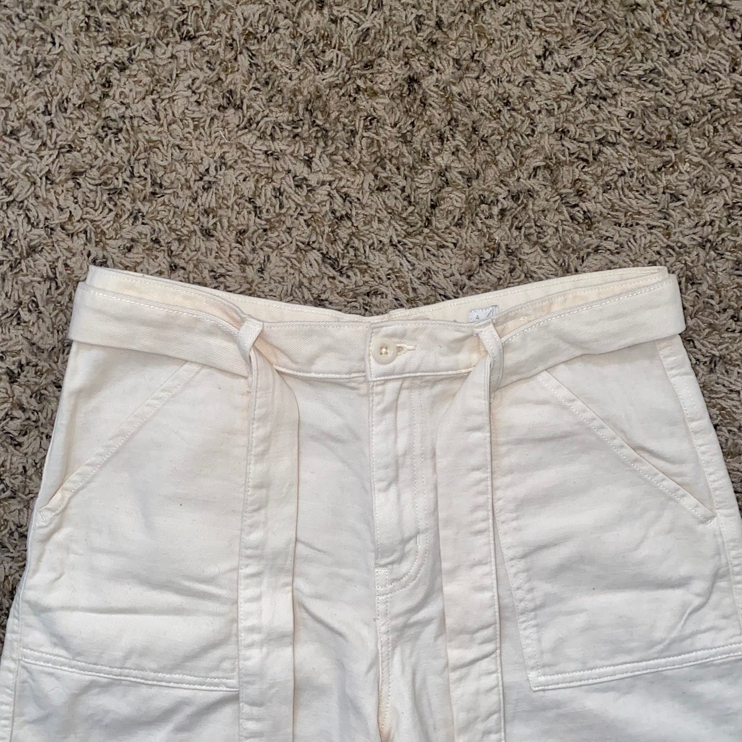 Beige Denim Shorts