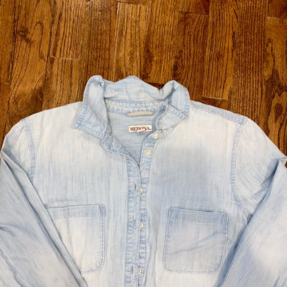 Light-wash Denim Quarter Button Up