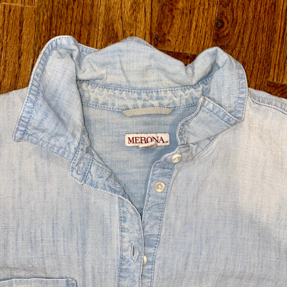 Light-wash Denim Quarter Button Up