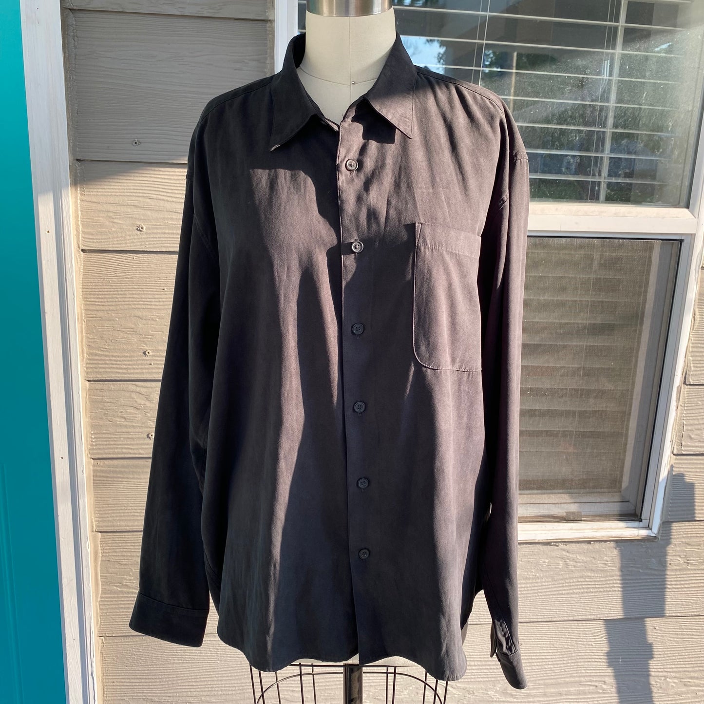 Black Suede Button Up