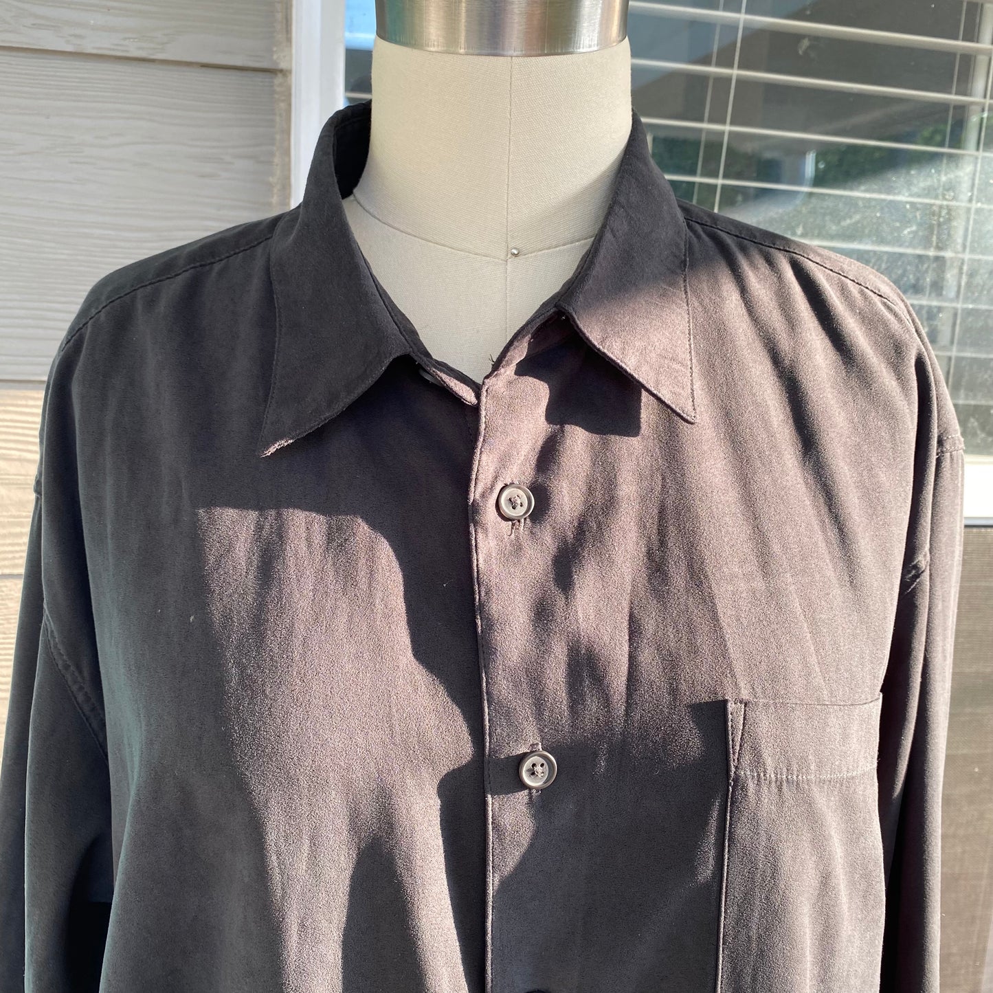 Black Suede Button Up