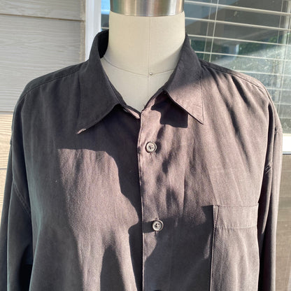 Black Suede Button Up