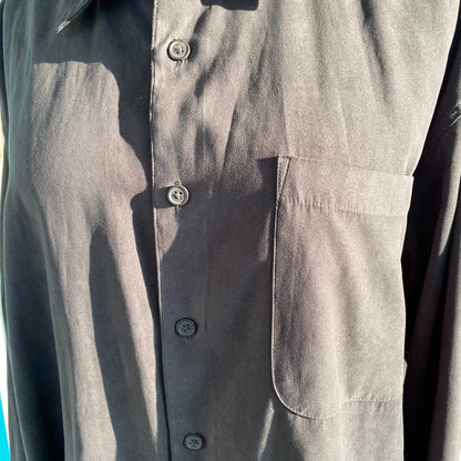 Black Suede Button Up