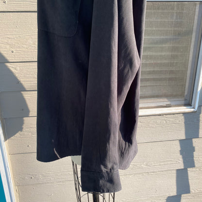 Black Suede Button Up