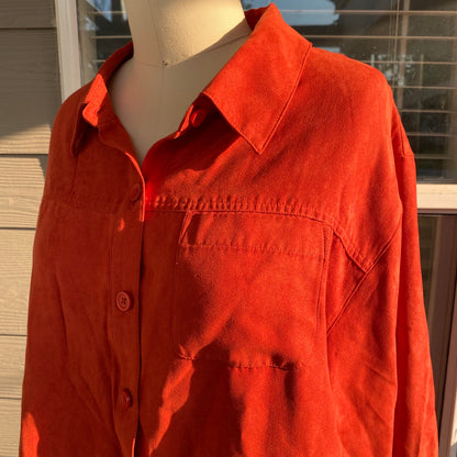 Red Orange Suede Button Up