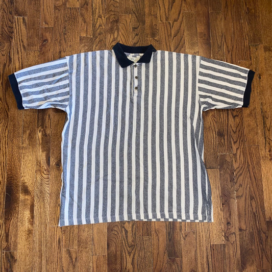 Black and White Striped Polo
