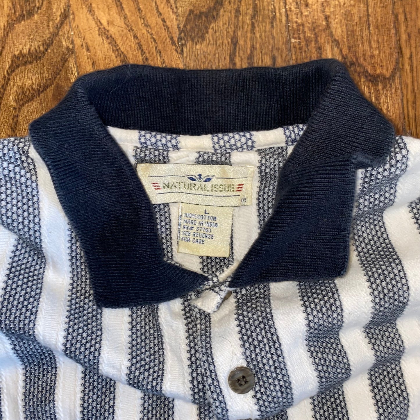 Black and White Striped Polo