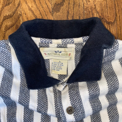 Black and White Striped Polo