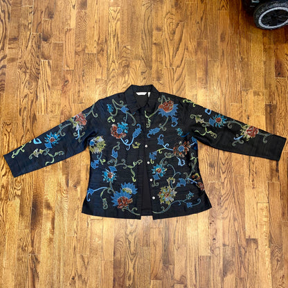 Floral Embroidered Silk Button