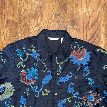 Floral Embroidered Silk Button