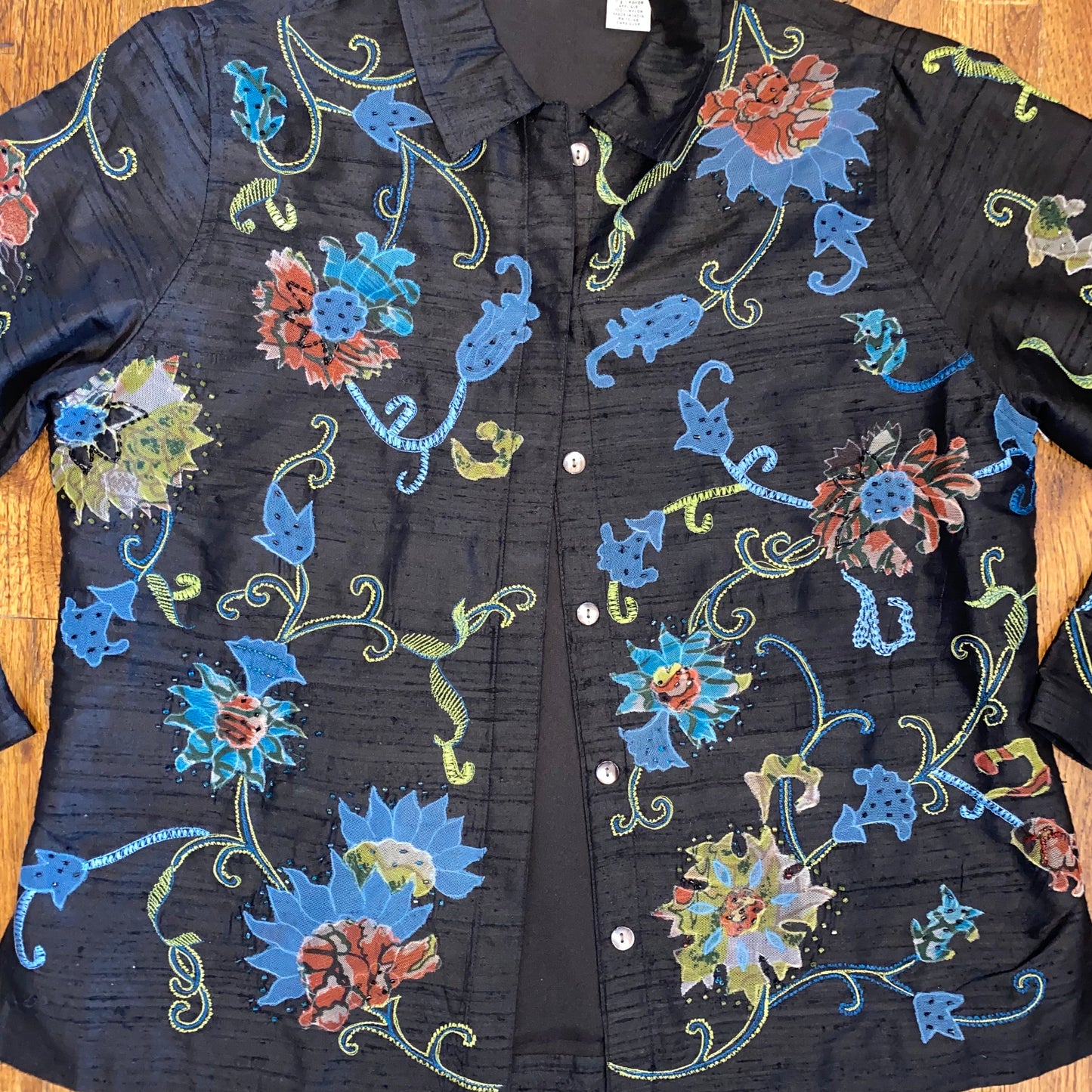 Floral Embroidered Silk Button