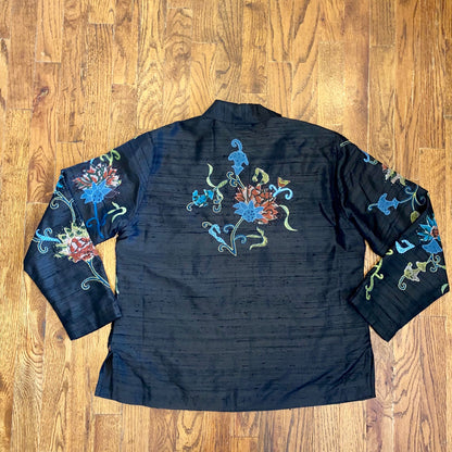 Floral Embroidered Silk Button