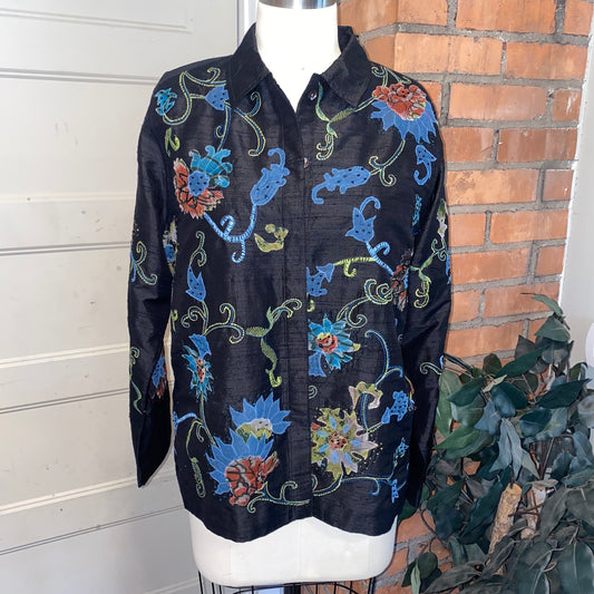 Floral Embroidered Silk Button