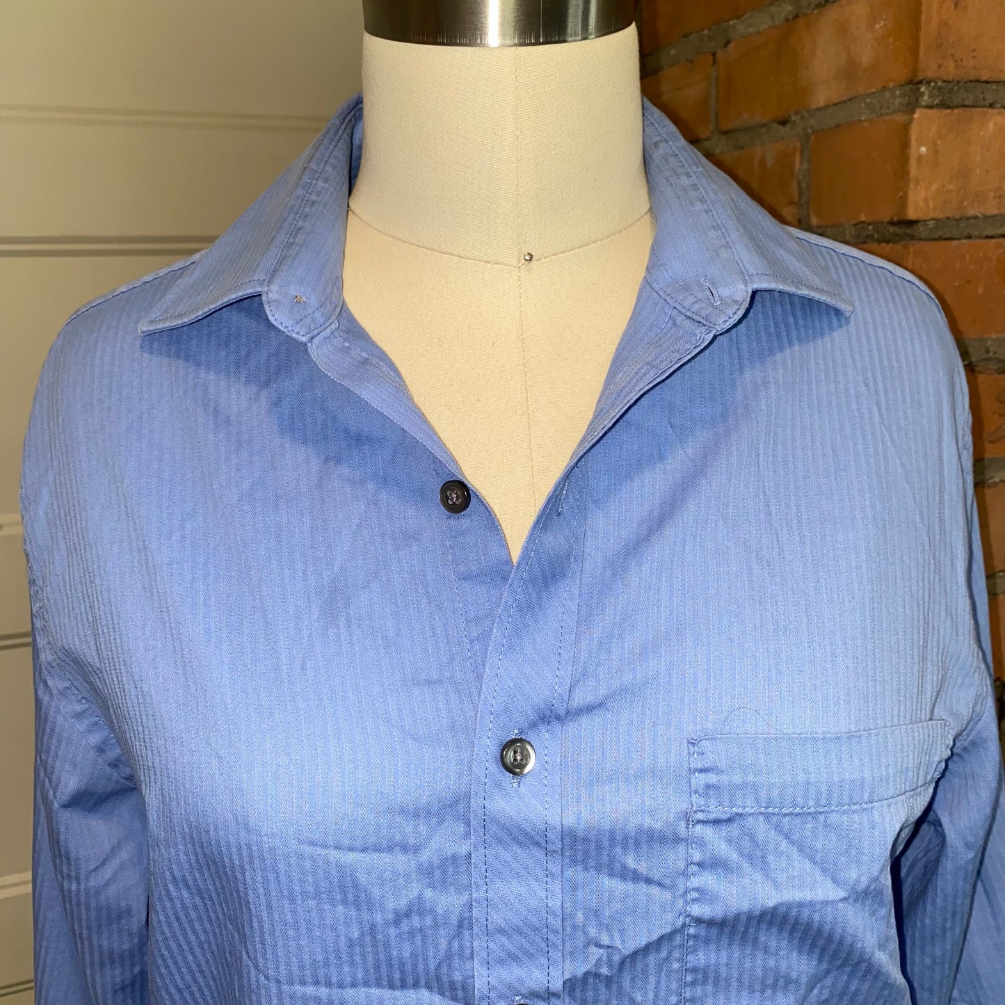 Blue Fitted Button Up