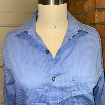 Blue Fitted Button Up