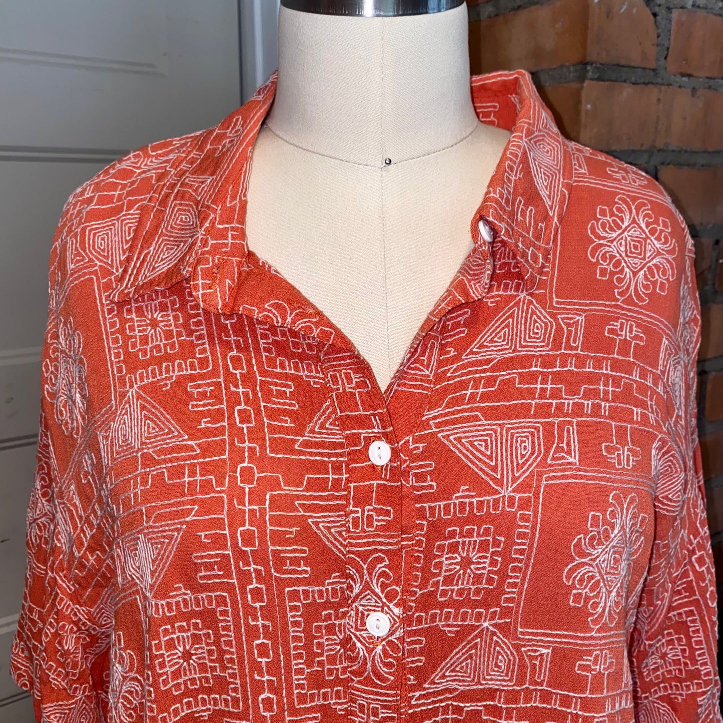 Orange Embroidery Stitch Dress