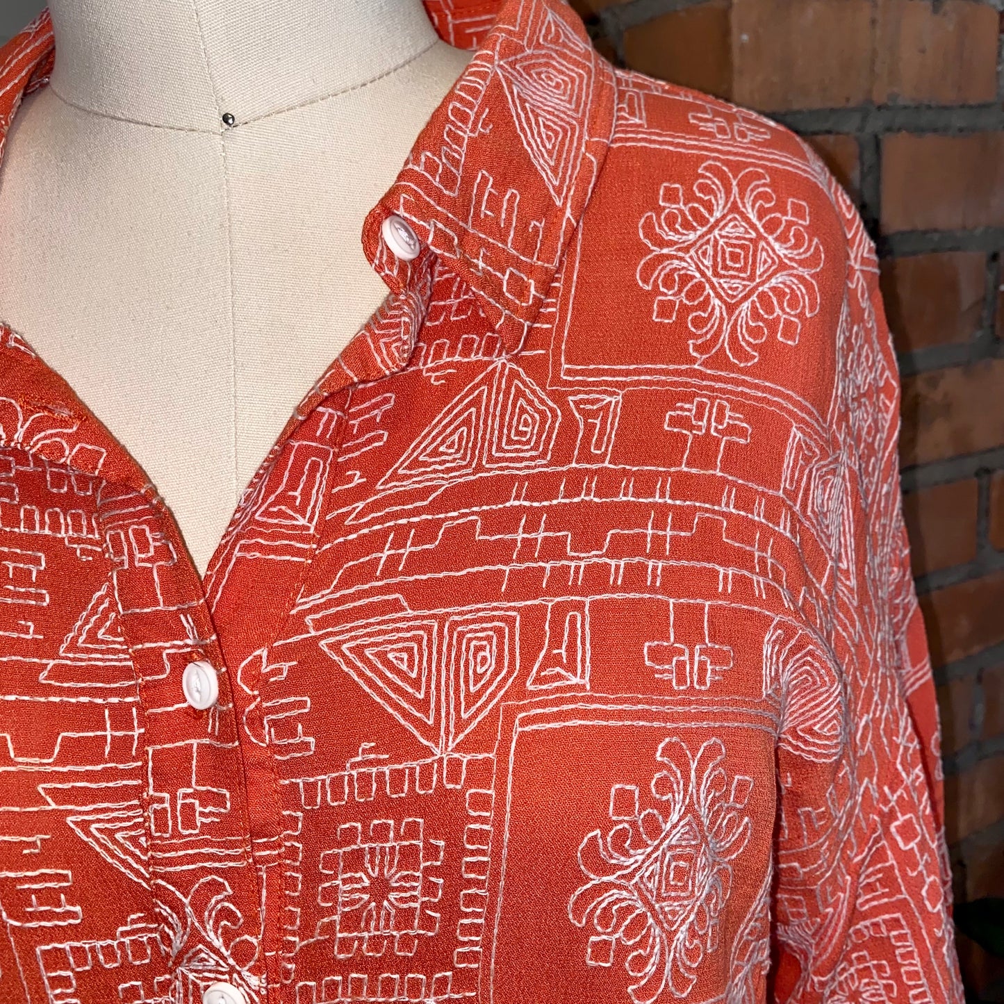 Orange Embroidery Stitch Dress