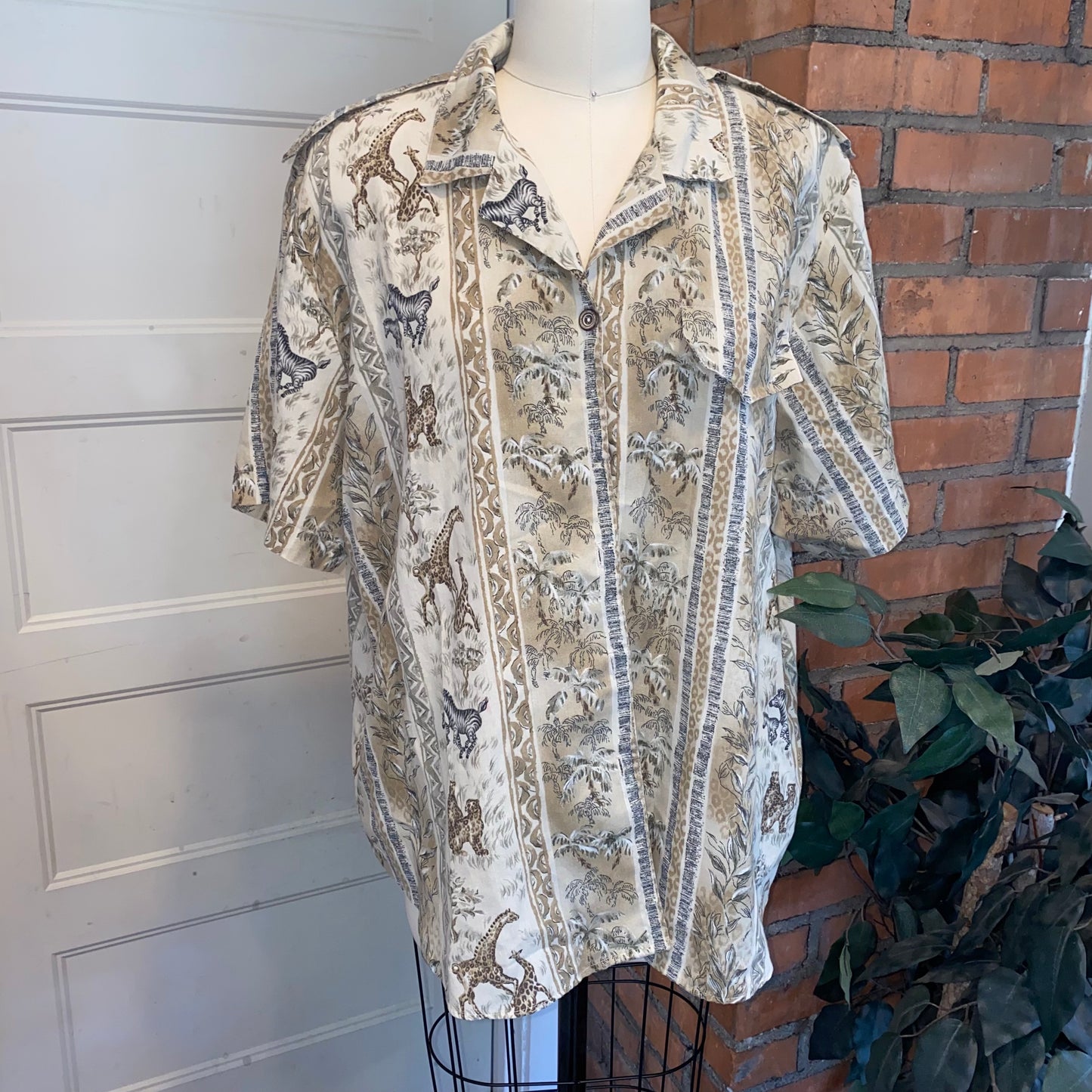 Animal Print Short Sleeve Button Up
