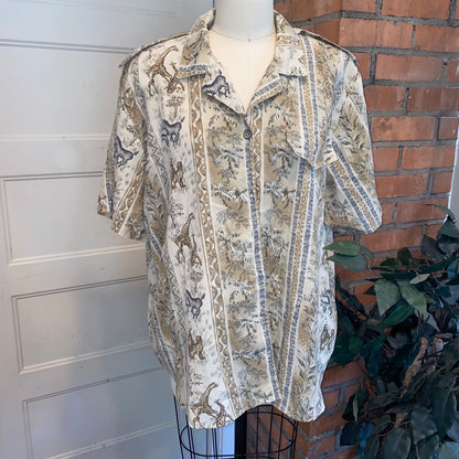 Animal Print Short Sleeve Button Up