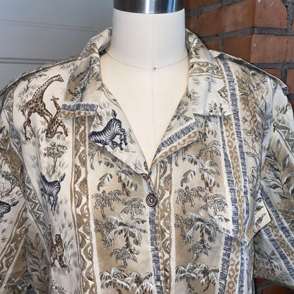 Animal Print Short Sleeve Button Up