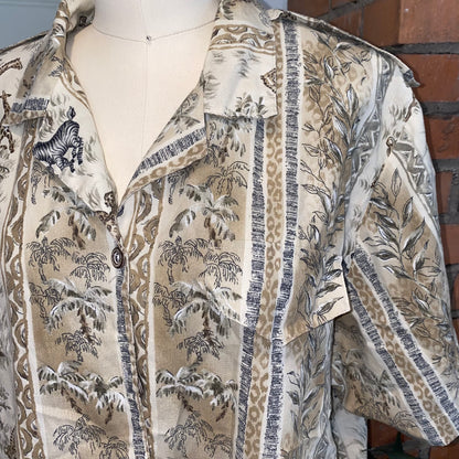 Animal Print Short Sleeve Button Up