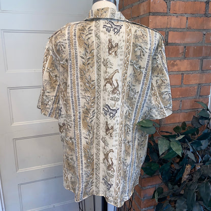 Animal Print Short Sleeve Button Up