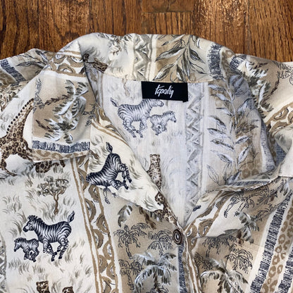 Animal Print Short Sleeve Button Up